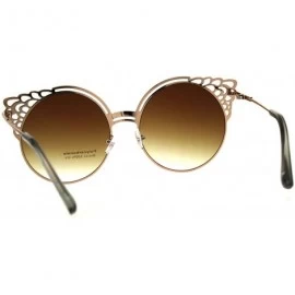 Cat Eye Womens Floral Die Cut Feather Cat Eye Retro Sunglasses - Rose Gold Brown - C618D446HXN $12.80