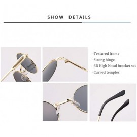 Oversized Unisex Glasses - UV400 Protection Round Vintage Steampunk Sunglasses - Gold Frame Grey Lens - CT190G2I53N $11.41