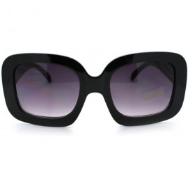 Rectangular 20's Mod Chic Thick Plastic Frame Rectangular Sunglasses - Black - CM11D2XK3A5 $7.46