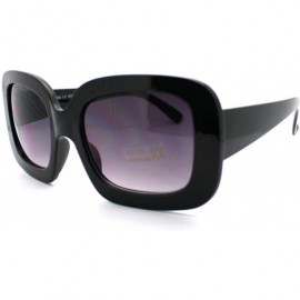 Rectangular 20's Mod Chic Thick Plastic Frame Rectangular Sunglasses - Black - CM11D2XK3A5 $7.46