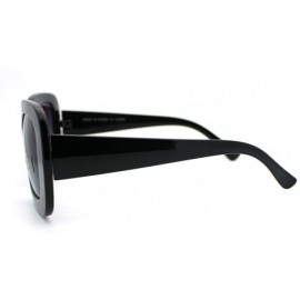 Rectangular 20's Mod Chic Thick Plastic Frame Rectangular Sunglasses - Black - CM11D2XK3A5 $7.46