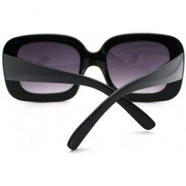 Rectangular 20's Mod Chic Thick Plastic Frame Rectangular Sunglasses - Black - CM11D2XK3A5 $7.46