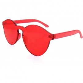 Round Mono Block Rimless PC Color Tone Lens Sunglasses Eyewear Glasses - Red - CZ18KIAQUO3 $9.97