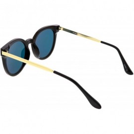 Cat Eye Classic Horn Rimmed Round Color Mirrored Flat Lens Cat Eye Sunglasses 53mm - Black Gold / Red Mirror - CP184RASO8K $1...