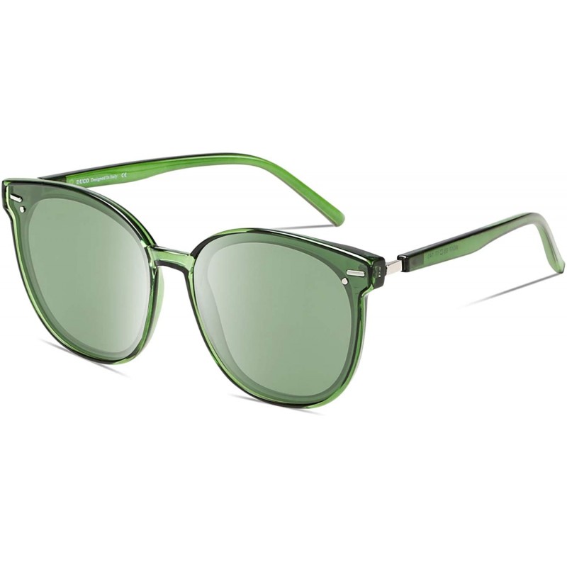 Oval Fashion Round Vintage Retro Shades Sunglasses for Women W017 - Transparent Green - CC196EAD0U5 $22.66