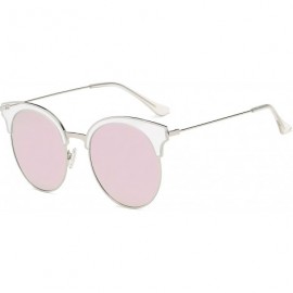 Rimless Classic Cateye Semi Rimless Polarized Retro Sunglasses Durable TR90 Metal Frame - Rose Gold - CB18H8GLRSS $18.97