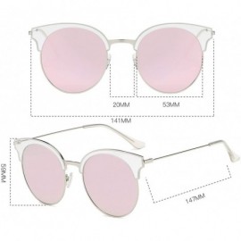 Rimless Classic Cateye Semi Rimless Polarized Retro Sunglasses Durable TR90 Metal Frame - Rose Gold - CB18H8GLRSS $18.97