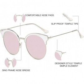 Rimless Classic Cateye Semi Rimless Polarized Retro Sunglasses Durable TR90 Metal Frame - Rose Gold - CB18H8GLRSS $18.97