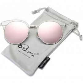 Rimless Classic Cateye Semi Rimless Polarized Retro Sunglasses Durable TR90 Metal Frame - Rose Gold - CB18H8GLRSS $18.97