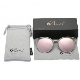 Rimless Classic Cateye Semi Rimless Polarized Retro Sunglasses Durable TR90 Metal Frame - Rose Gold - CB18H8GLRSS $18.97