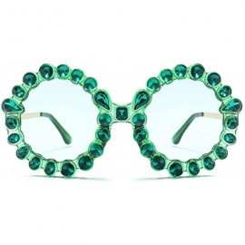 Rimless Fashion Round Sunglasses Crystal plastic Frame glasses for women UV400 - Green - CR18N9AYESQ $10.40