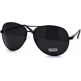 Oversized Polarized Mens Classic 80s Metal Rim Officer Cop Sunglasses - All Black - CR196IONW78 $12.61