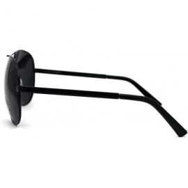 Oversized Polarized Mens Classic 80s Metal Rim Officer Cop Sunglasses - All Black - CR196IONW78 $12.61