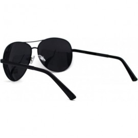 Oversized Polarized Mens Classic 80s Metal Rim Officer Cop Sunglasses - All Black - CR196IONW78 $12.61