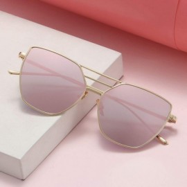 Square Metal Luxury Vintage Coated Mirror Sunglasses Women Er Fashion Retro Trand Sun Glasses Uv400 Oculos - Silver - CX199CN...