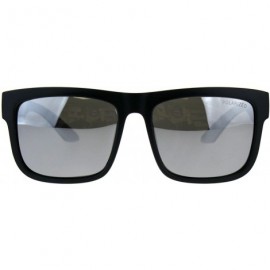 Rectangular Polarized Premium Kush Color Mirror Lens Horn Rim Sport Sunglasses - Black Grey Silver - C518DI4NAZX $13.93