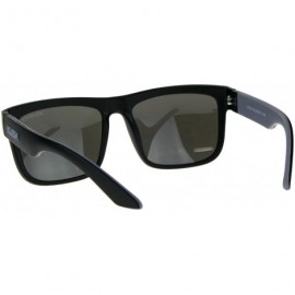 Rectangular Polarized Premium Kush Color Mirror Lens Horn Rim Sport Sunglasses - Black Grey Silver - C518DI4NAZX $13.93