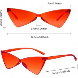 Cat Eye 2 Pairs Triangle Rimless Sunglasses Candy Colored Transparent Cat Eye Sunglasses - Red- Dark Yellow - CK1962AH37N $10.62