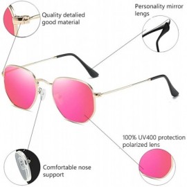 Oval Small Square Polarized Sunglasses for Men and Women Polygon Mirrored Lens Sun Glasses - CF18N9HNZH9 $13.84