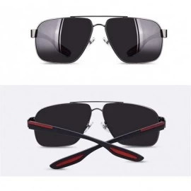 Square Square Frame Polarized Sunglasses for Men TR90 Elastic Leg UV400 - C2gold Gray - CY199HRO2T0 $15.26