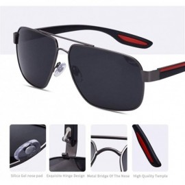 Square Square Frame Polarized Sunglasses for Men TR90 Elastic Leg UV400 - C2gold Gray - CY199HRO2T0 $15.26