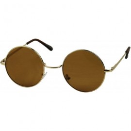 Oversized Retro John Lennon Style Sunglasses Round Colorful Tint Groovy Hippie Wire Shades - Brown - C9188I4ARMM $10.31