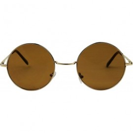 Oversized Retro John Lennon Style Sunglasses Round Colorful Tint Groovy Hippie Wire Shades - Brown - C9188I4ARMM $10.31