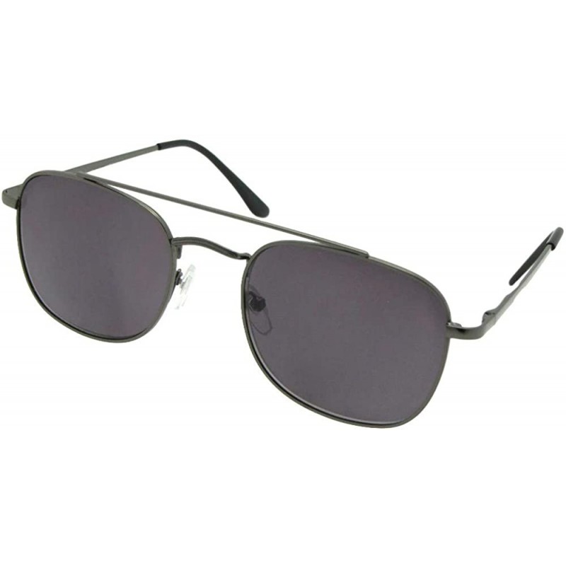 Square Square Aviator Full Reader Lens Sunglasses R72 - Pewter Frame Gray Lenses - CW18UX88DQC $12.54