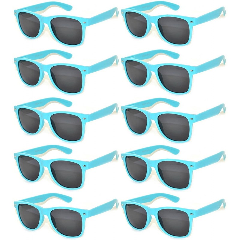 Wayfarer Wholesale 10 Pack Colored Frame Vintage Retro Sunglasses Smoke Lens - Light_blue_10_pairs - CG1273D0G3T $16.19