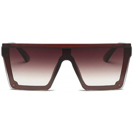 Round New retro square Siamese sexy luxury brand designer UV400 oversized unisex sunglasses - Brown - CB18LMN9GSY $7.99