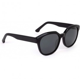 Oval Zena Luxury Handmade Sunglasses - Adult (Shiny Black) - C818SDZNS2X $45.04