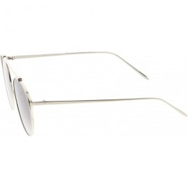 Cat Eye Oversize Open Metal Crossbar Round Tinted Flat Lens Cat Eye Glasses 55mm - Silver / Lavender - C0182M3ZLZR $13.32