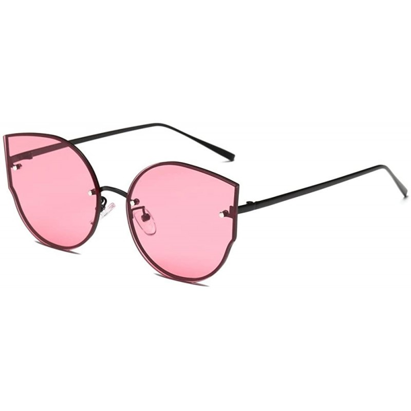 Cat Eye Fashion Vintage Cat Eye Sunglasses for Women-Flat Lens Eyewear UV 400 Protection - Red - CZ18UWSXMGK $10.39