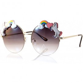 Rimless Rainbow Heart Unicorn Top Gradient Ocean Color Round Sunglasses A110 - (Silver) Black Gr - CW180RWT4O3 $12.74