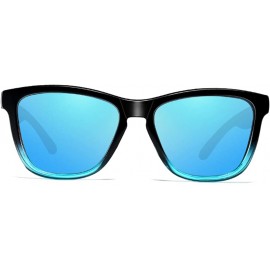 Rectangular Sunglasses Polarized Female Male Full Frame Retro Design - Black Bule - CI18NW5EMYC $8.33