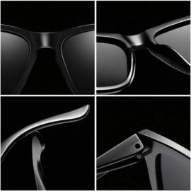 Rectangular Sunglasses Polarized Female Male Full Frame Retro Design - Black Bule - CI18NW5EMYC $8.33