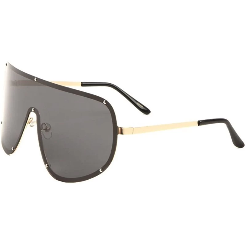 Shield Macho Man Oversized Shield Wrap Around Sunglasses - Gold Metallic Frame - CJ18093OSS5 $12.73