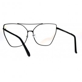 Oversized Womens Gothic Retro Squared Futurism Flat Panel Clear Lens Eye Glasses - Black - CM183EZ654A $10.32