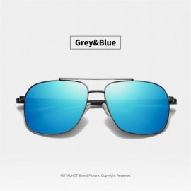 Square Polarized Sunglasses for Mens UV Protection Square Frame for Driving - Grey Blue - C018Y3M9987 $14.97