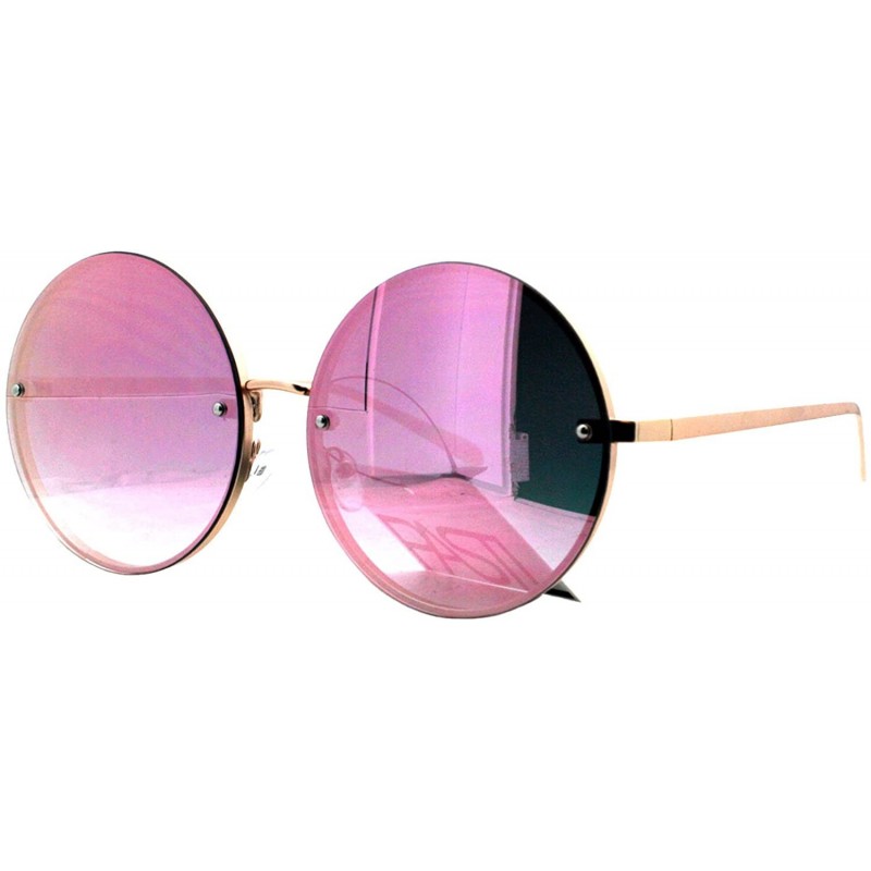 Round Super Oversized Round Sunglasses Womens Pink Mirror Lens UV 400 - Gold - CS186SQX8E3 $9.01