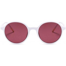 Round Women Fashion Eyewear Round Beach Sunglasses with Case UV400 Protection - Solid White Frame/Rose Lens - CJ18WM3WY84 $11.00