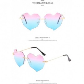 Rimless Rimless Heart Heart Retro multilateral Irregular Sunglasses for Women - 2 - C3198SIURSX $30.83