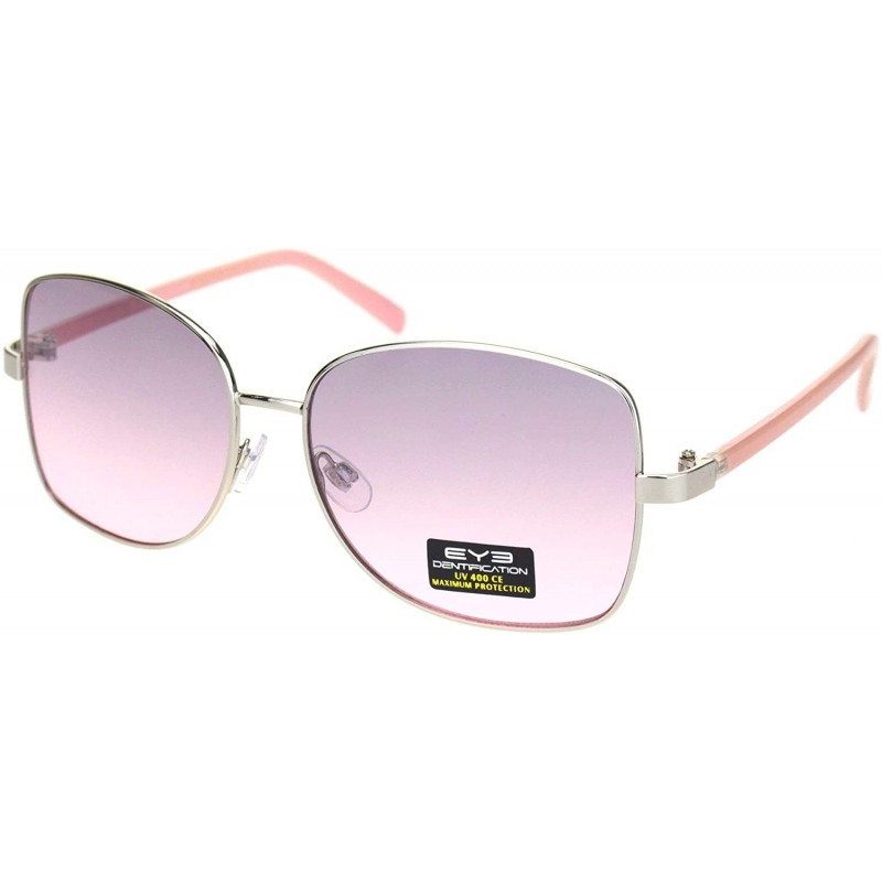 Butterfly Womens Rectangular Metal Rim Butterfly Diva Pop Color Sunglasses - Silver Pink - CS18O3IOIRU $12.38