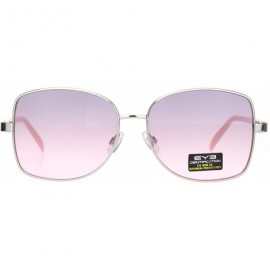 Butterfly Womens Rectangular Metal Rim Butterfly Diva Pop Color Sunglasses - Silver Pink - CS18O3IOIRU $12.38