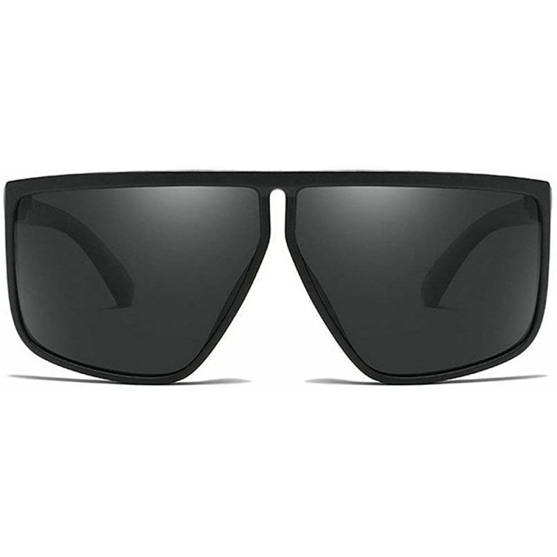 Goggle TR90 Frame Polarized Sunglasses Men Irregular Flat Top Driving Sunglasses Female - Black - CQ18YU4H3YE $11.66