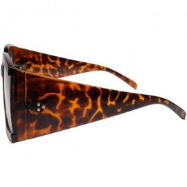 Square Oversized Classy Elegant Contemporary Modern Retro Square Frame Sunglasses - Tortoise - C3197036MM6 $15.78