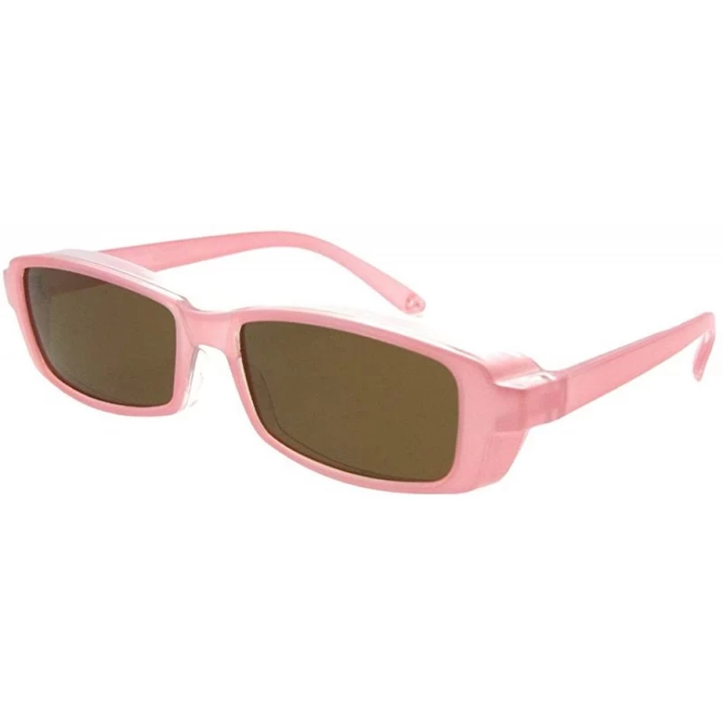 Oval Small Rectangular Fit Over Sunglasses F12 - Pink Frame-brown Lenses - CE186X2040K $18.23