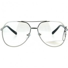 Aviator Clear Lens Fashion Glasses Unisex Metal/Plastic Aviator Eyeglasses UV 400 - Silver - CE18674RIMR $8.88