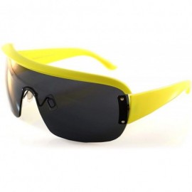 Goggle Unisex Futuristic Smoke Mirror Mono Lens Goggle Shield Sunglasses A300 - (Smoke) Neon Green - CN1966E3ZU4 $10.22