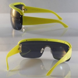 Goggle Unisex Futuristic Smoke Mirror Mono Lens Goggle Shield Sunglasses A300 - (Smoke) Neon Green - CN1966E3ZU4 $10.22